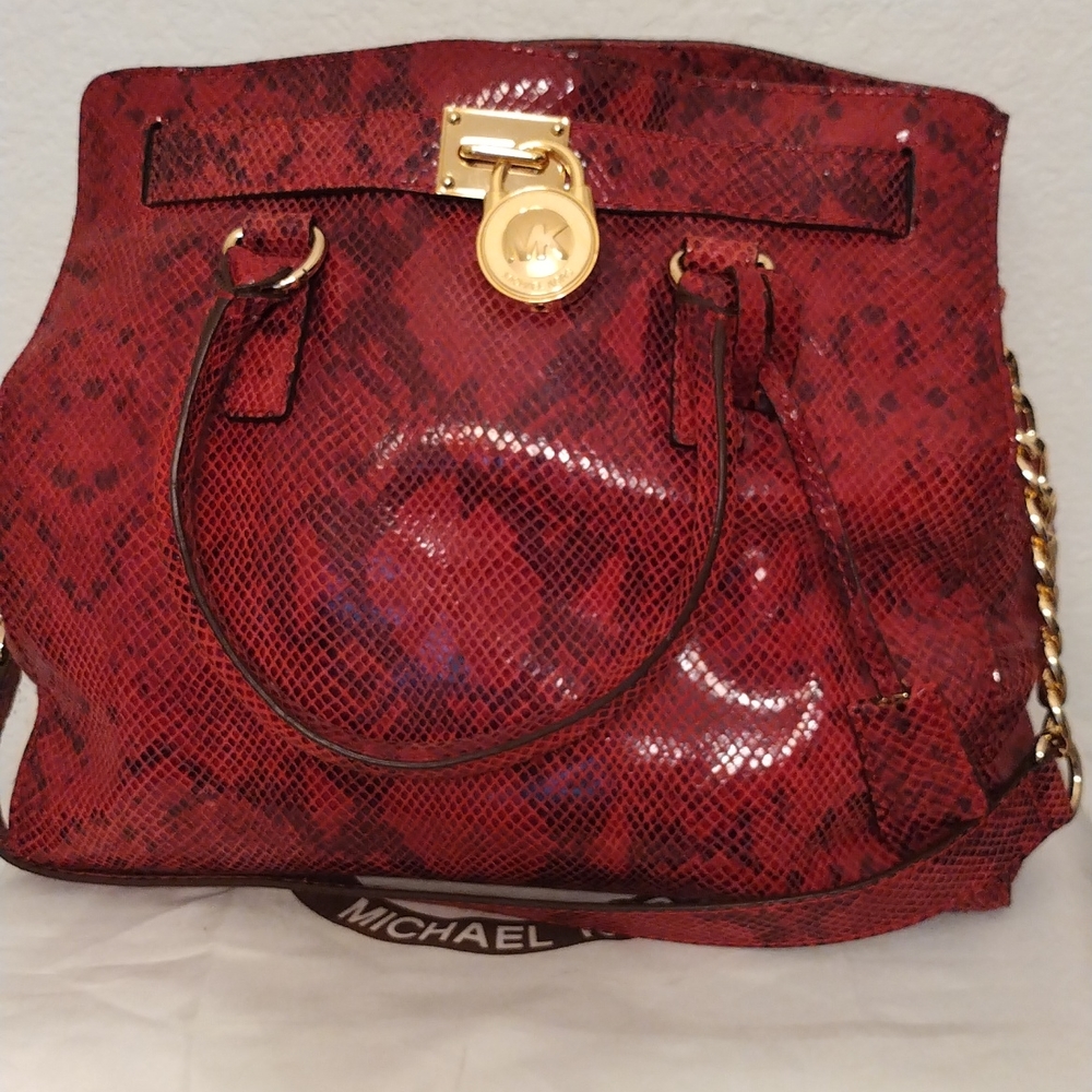 Michael kors 14X12 red animal print purse